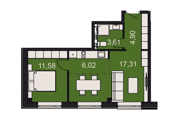 
   Продам 2-комнатный апартамент, 43.42 м², Сады ул, 6г

. Фото 2.