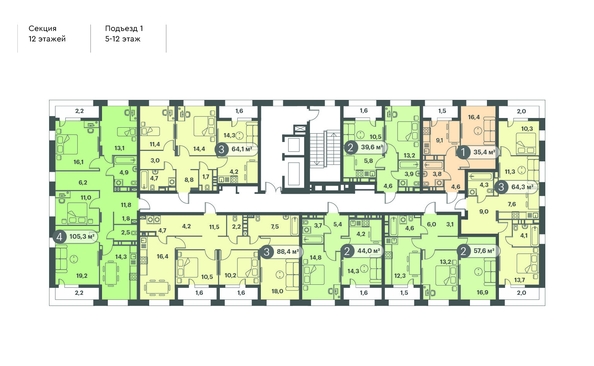 
   Продам 3-комнатную, 64.3 м², Три Клёна, дом 1

. Фото 2.