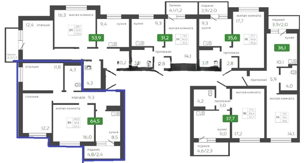 
   Продам 3-комнатную, 64.4 м², Кедр, дом 2

. Фото 5.