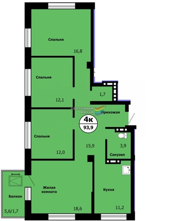 
   Продам 4-комнатную, 93.9 м², Лесников ул, 51

. Фото 1.