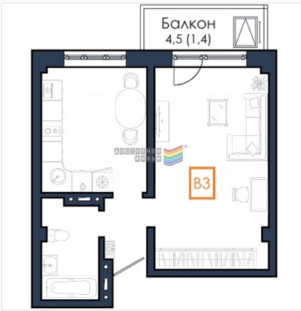 
   Продам 1-комнатную, 39 м², Соколовская ул, 64

. Фото 7.