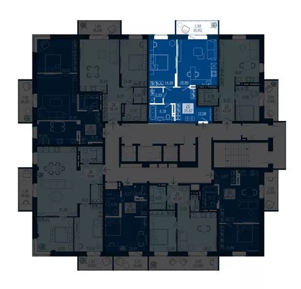 
   Продам 2-комнатную, 55.82 м², АЭРОCITY (Аэросити), дом 4

. Фото 1.