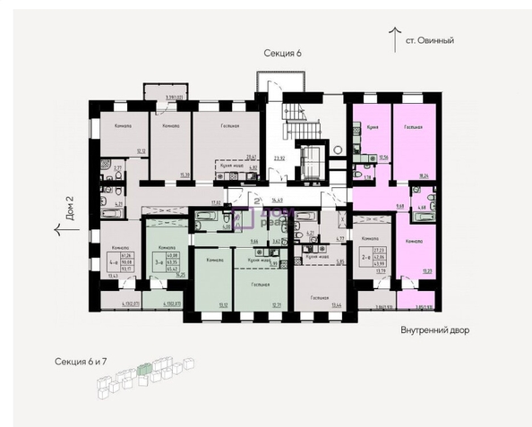 
   Продам 2-комнатную, 62.1 м², Хвоя, 2 этап, дом 3

. Фото 9.