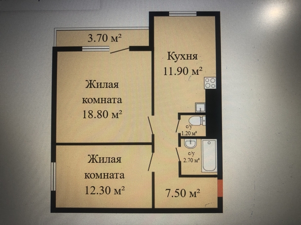 
   Продам 2-комнатную, 58.1 м², Белый квартал на Спандаряна, 2

. Фото 3.