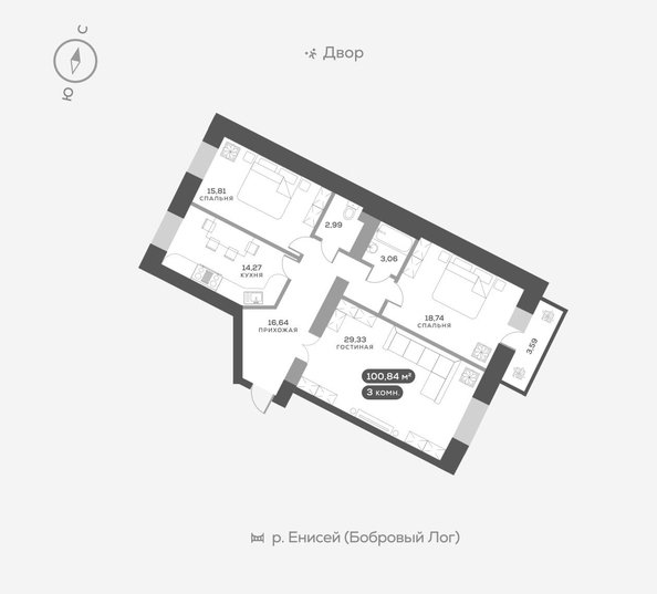 
   Продам 3-комнатную, 104.43 м², Академгородок ул, 78

. Фото 4.