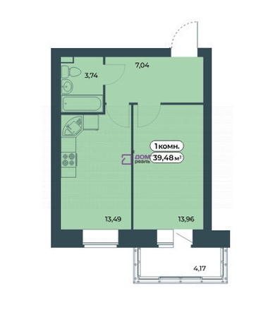 
   Продам 1-комнатную, 39.48 м², Мята, дом 2, секции 4-6

. Фото 1.