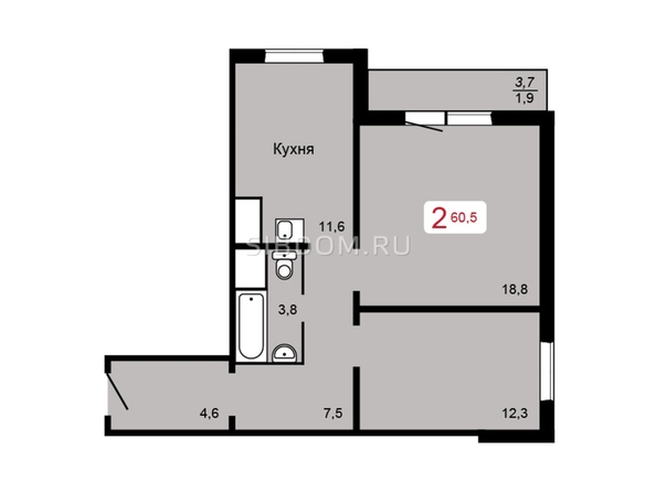 
   Продам 2-комнатную, 60.9 м², Мичурино, дом 2 строение 5

. Фото 1.