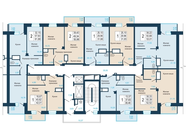 
   Продам 2-комнатную, 52.52 м², Светлогорский, II очередь

. Фото 2.