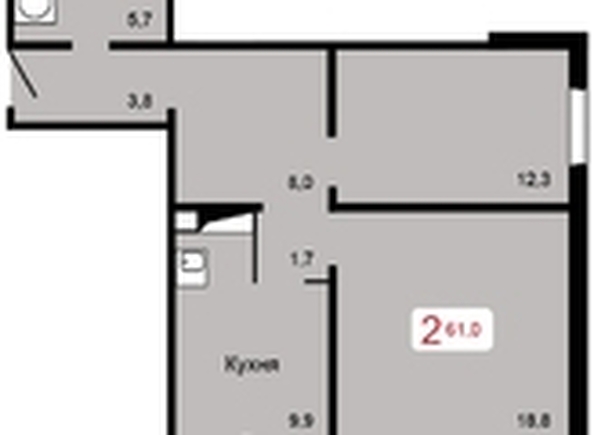 
   Продам 2-комнатную, 61 м², Аральская ул, 51

. Фото 3.