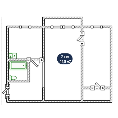 
   Продам 2-комнатную, 44.9 м², 60 лет Октября ул, 75

. Фото 12.