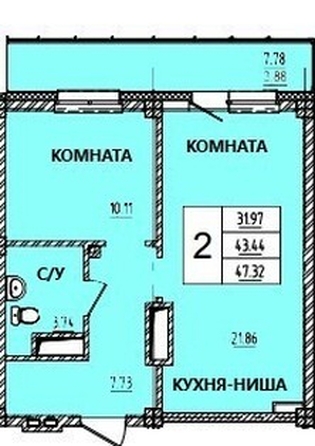 
   Продам 2-комнатную, 47.07 м², Дом на Светлова

. Фото 1.