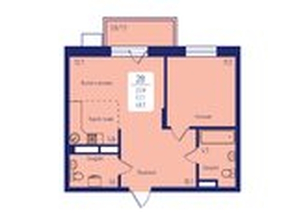 
   Продам 2-комнатную, 48.2 м², Свободный пр-кт, 66р

. Фото 1.