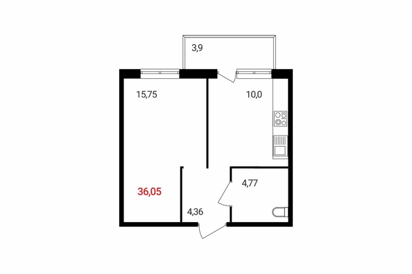 
  Продается 1-комн. квартира, 36.31 м², ЖК Аринский, дом 2 корпус 1
. Фото 6.