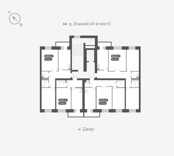 
   Продам 2-комнатную, 70.6 м², Академгородок ул, 80

. Фото 4.
