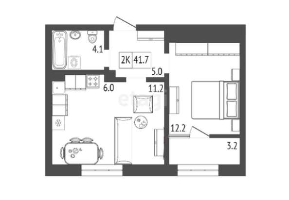
   Продам 2-комнатную, 42 м², Прогресс-квартал Перемены, дом 1

. Фото 1.