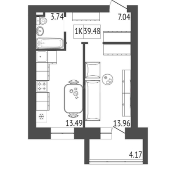 
   Продам 1-комнатную, 40 м², Мята, дом 2, секции 4-6

. Фото 1.