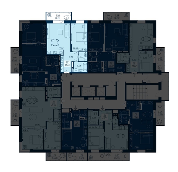 
  Продается 2-комн. квартира, 54.55 м², ЖК АЭРОCITY (Аэросити), дом 3
. Фото 1.