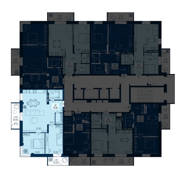 
  Продается 3-комн. квартира, 78.86 м², ЖК АЭРОCITY (Аэросити), дом 2
. Фото 1.