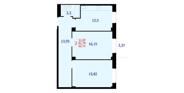 
  Продается 2-комн. квартира, 62.7 м², ЖК Новые Солонцы, дом 3
. Фото 2.