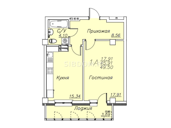 
  Продается 1-комн. квартира, 49.5 м², ЖК Housepark (Хауспарк)
. Фото 9.