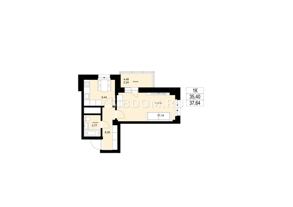 
  Продается 1-комн. квартира, 37.64 м², ЖК ЛЕТО, дом 2
. Фото 3.