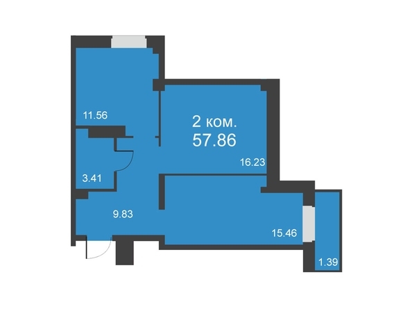
  Продается 2-комн. квартира, 56.4 м², ЖК Глобус Юг, дом 13
. Фото 3.