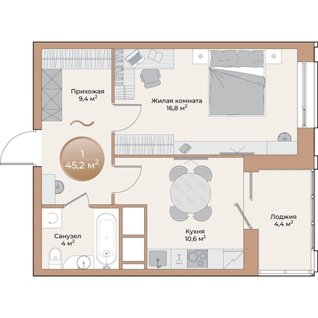 
  Продается 1-комн. квартира, 43 м², ЖК Небо над Енисеем, корпус 2
. Фото 1.