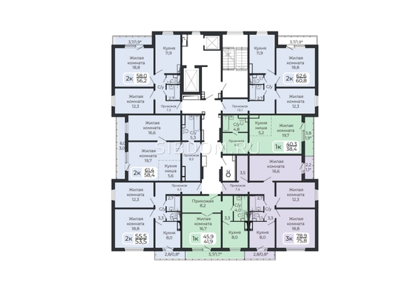 
  Продается 2-комн. квартира, 58.4 м², ЖК Три слона, дом 2
. Фото 8.