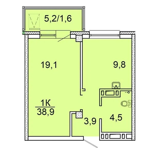 
  Продается 1-комн. квартира, 38.9 м², ЖК Зеленая высотка на Калинина
. Фото 4.