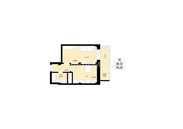 
  Продается 1-комн. квартира, 38.29 м², ЖК ЛЕТО, дом 2
. Фото 1.