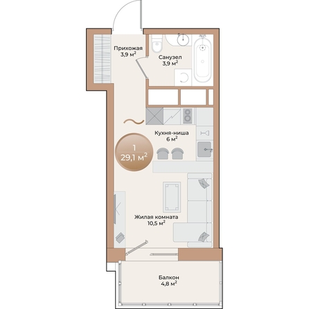
  Продается 1-комн. квартира, 25.7 м², ЖК Небо над Енисеем
. Фото 1.