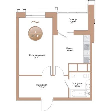 
  Продается 1-комн. квартира 41 м², в ЖК Небо над Енисеем. Фото 1.