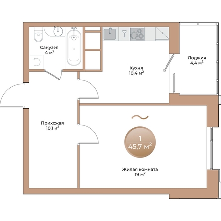 
  Продается 1-комн. квартира, 45.7 м², ЖК Небо над Енисеем
. Фото 1.