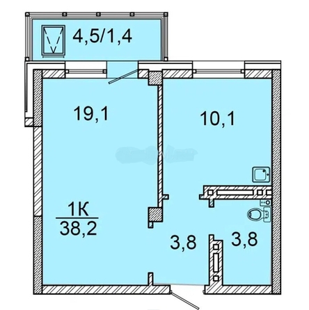 
  Продается 1-комн. квартира, 38.2 м², ЖК Зеленая высотка на Калинина
. Фото 1.