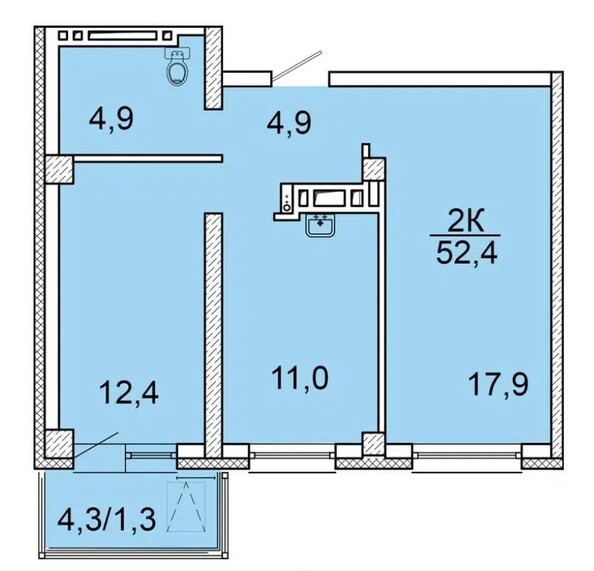 
  Продается 2-комн. квартира, 52.3 м², ЖК Зеленая высотка на Калинина
. Фото 1.