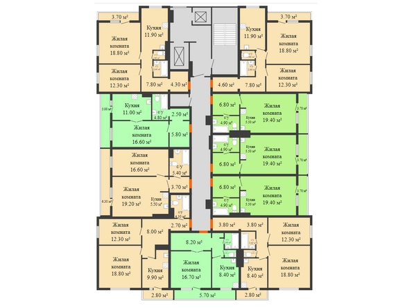 
  Продается 2-комн. квартира, 54.1 м², ЖК Белый квартал на Спандаряна, 2
. Фото 2.