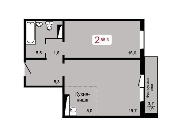 
  Продается 2-комн. квартира, 56.3 м², ЖК Мичурино, дом 2 строение 4
. Фото 1.
