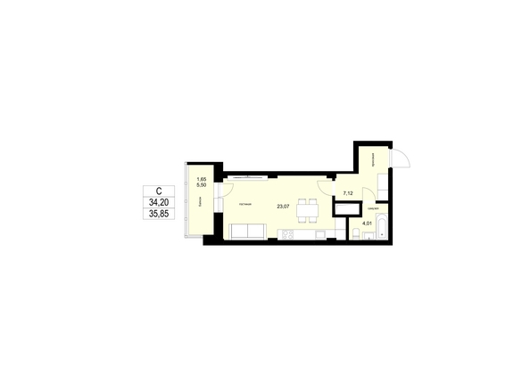 
  Продается 1-комн. квартира 35.85 м², в ЖК ЛЕТО, дом 1. Фото 1.