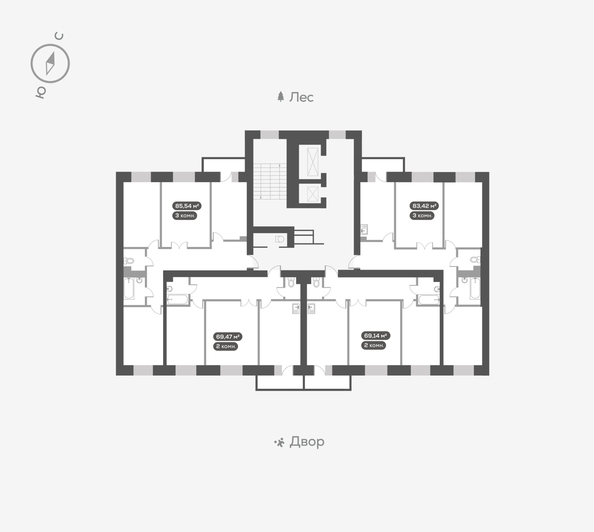 
  Продается 2-комн. квартира, 69.9 м², ЖК Академгородок, дом 7
. Фото 5.