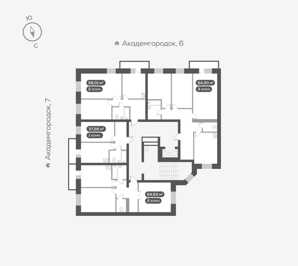 
  Продается 3-комн. квартира, 94.2 м², ЖК Академгородок, дом 5
. Фото 5.