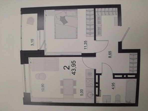 
  Продается 2-комн. квартира, 43.95 м², ЖК Дивные Дали, дом 1
. Фото 1.