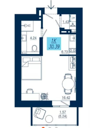 
  Продается студия, 30.39 м², ЖК АЭРОCITY (Аэросити), дом 4
. Фото 4.