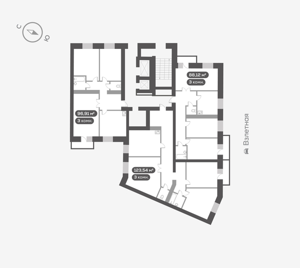 
  Продается 3-комн. квартира, 88.12 м², ЖК Сити-квартал на Взлетной, дом 1
. Фото 5.