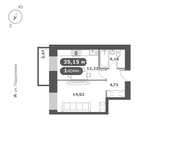 
  Продается 1-комн. квартира, 35.15 м², ЖК DAO (ДАО), дом 1
. Фото 5.