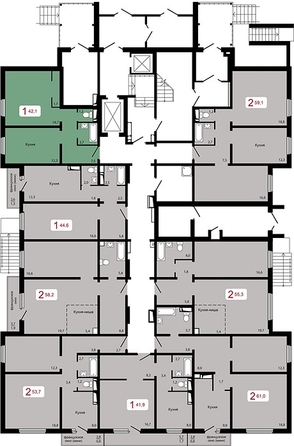 
  Продается 1-комн. квартира, 42.1 м², ЖК Мичурино, дом 2 строение 6
. Фото 5.