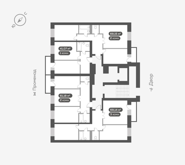
  Продается 2-комн. квартира, 61.18 м², ЖК Октябрьский, дом 2
. Фото 5.