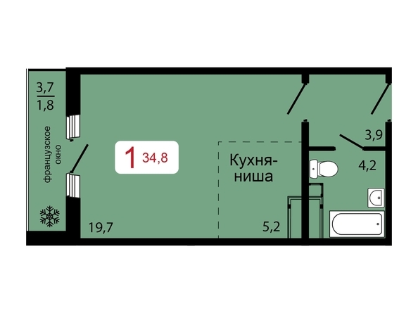 
  Продается студия, 34.8 м², ЖК КБС. Классика, дом 2
. Фото 1.