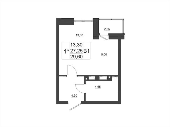 
  Продается студия, 29.6 м², ЖК Дивные Дали, 1 очередь
. Фото 1.