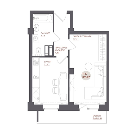 
  Продается 1-комн. квартира 39.77 м², в ЖК Звезда. Фото 2.