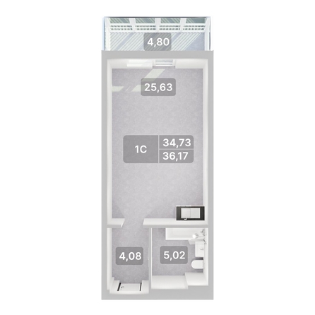 
  Продается студия 36.17 м², в ЖК Аллея Парк, 3 этап. Фото 2.